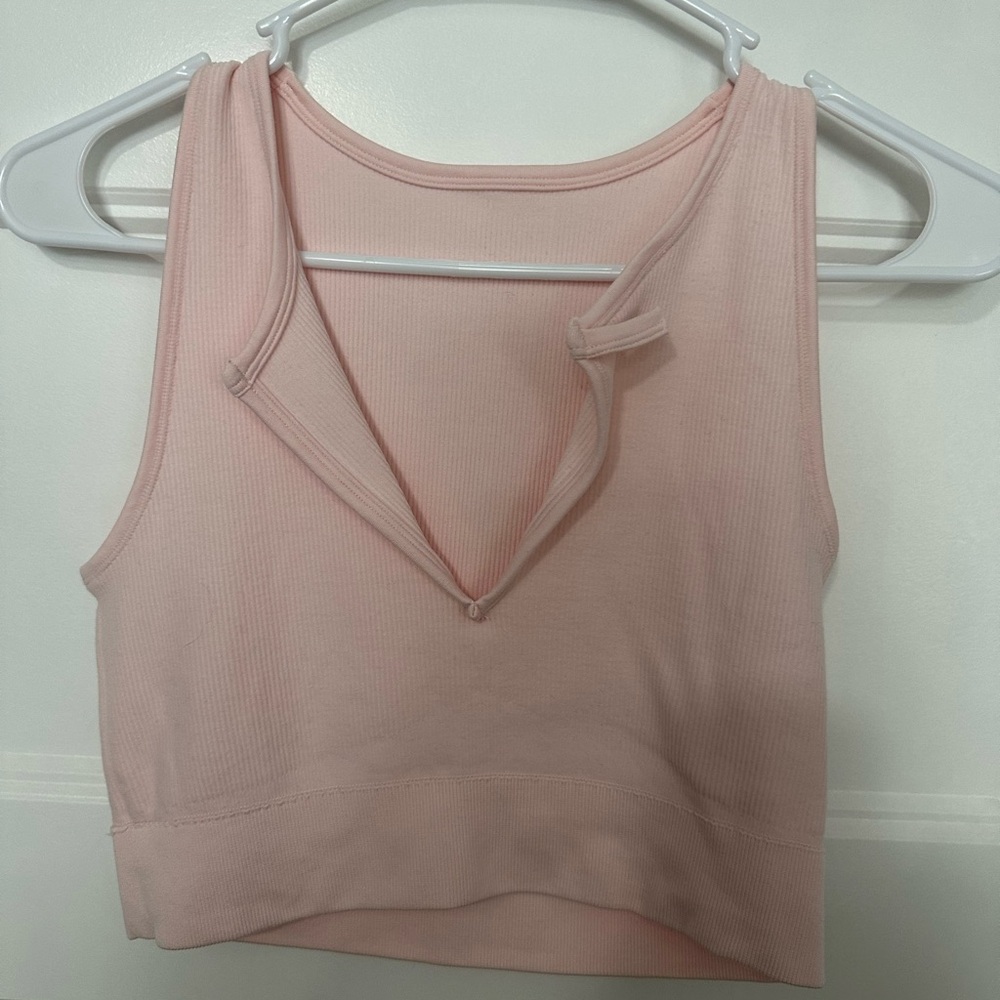 PacSun Light Pink Ribbed Tank with V-Notch